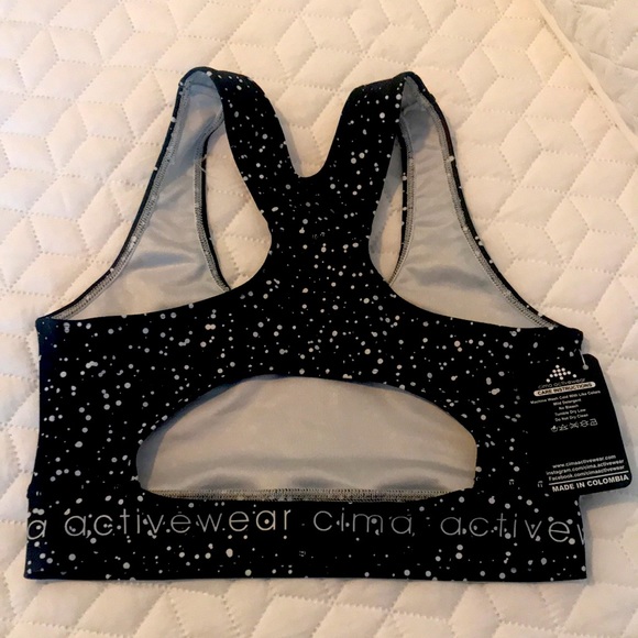 NWT Activewear Black Sport Bra One Size - Picture 2 of 5